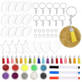 24Sets DIY Rond Porte-clés Acrylique Transparent